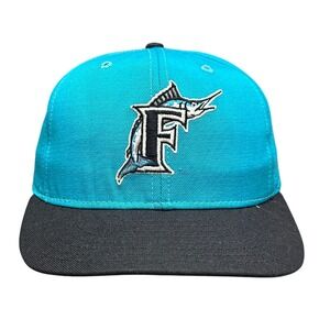 Vtg Florida Marlins MLB Baseball Anco Cap Hat Snapback Teal Black